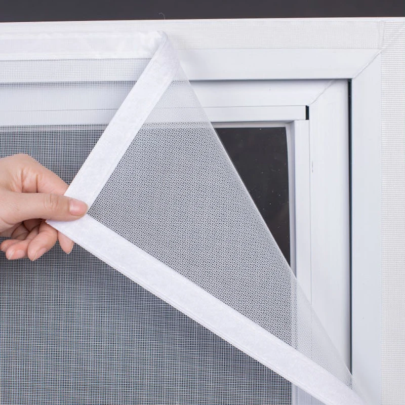 White Hook-and-Loop Fly Screen for Windows, DIY Removable and Reusable Mosquito Netting, Washable Insect Protection