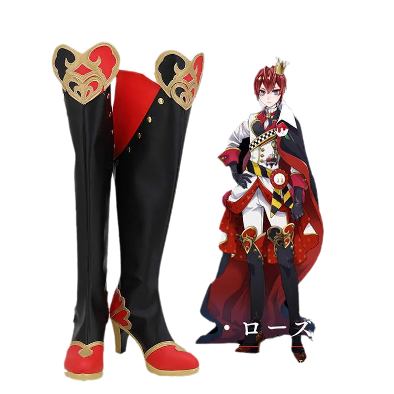 Novo jogo wisted Wonderland Riddle Rosehearts Cosplay Sapatos Botas Traje Prop Acessório Feito Halloween Personalizado