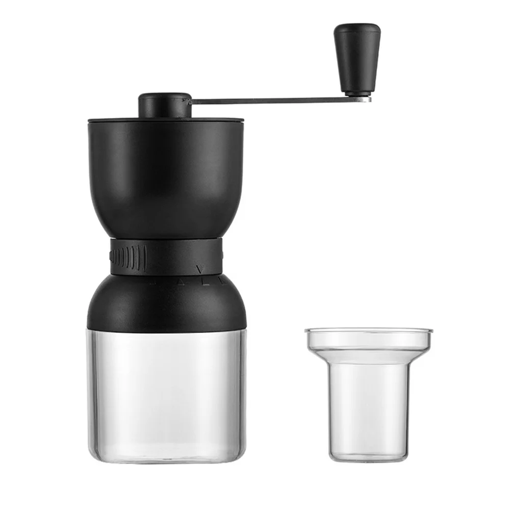 

1pc Hand Coffee Grinder Black Porcelain Burr Manual Bean Grinding Mill Acrylic 4 Level Adjustable Large Capacity For