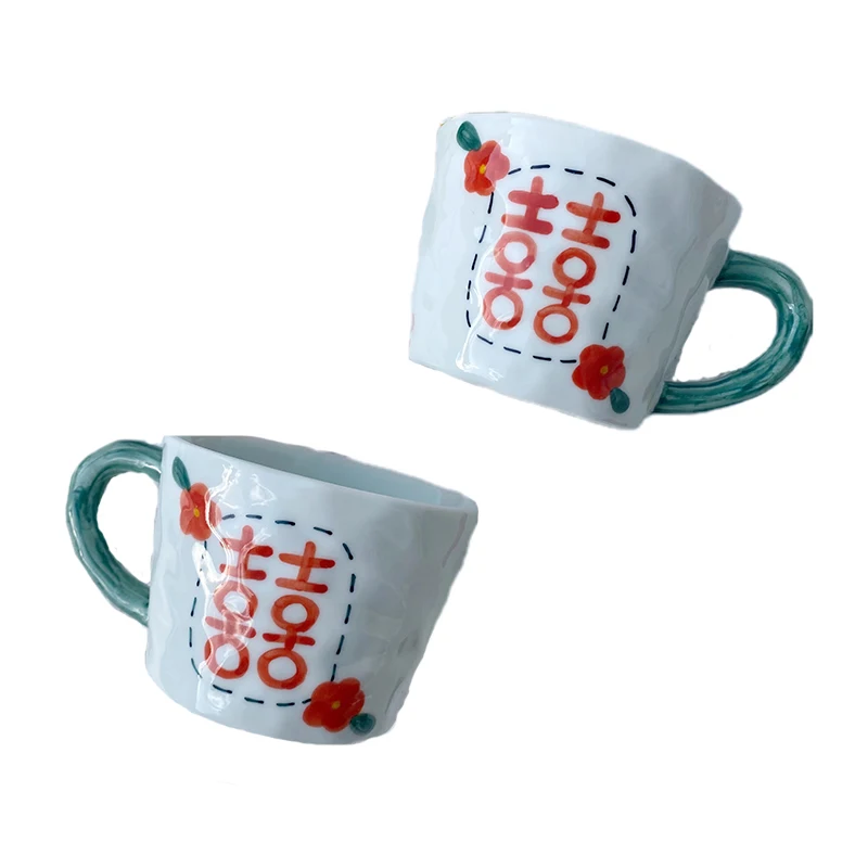 

Свадебный подарок: Кофейная чашка с персонажем Cerc Happin, в стиле лесной и целительной систем, парные чашки с ручками, скандинавский дизайн