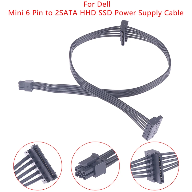 Mini 6 Pin To 2 SATA Hard Drive Cable SSD Power Supply Cable Optical Drive Power Cord For Dell Motherboard Interface