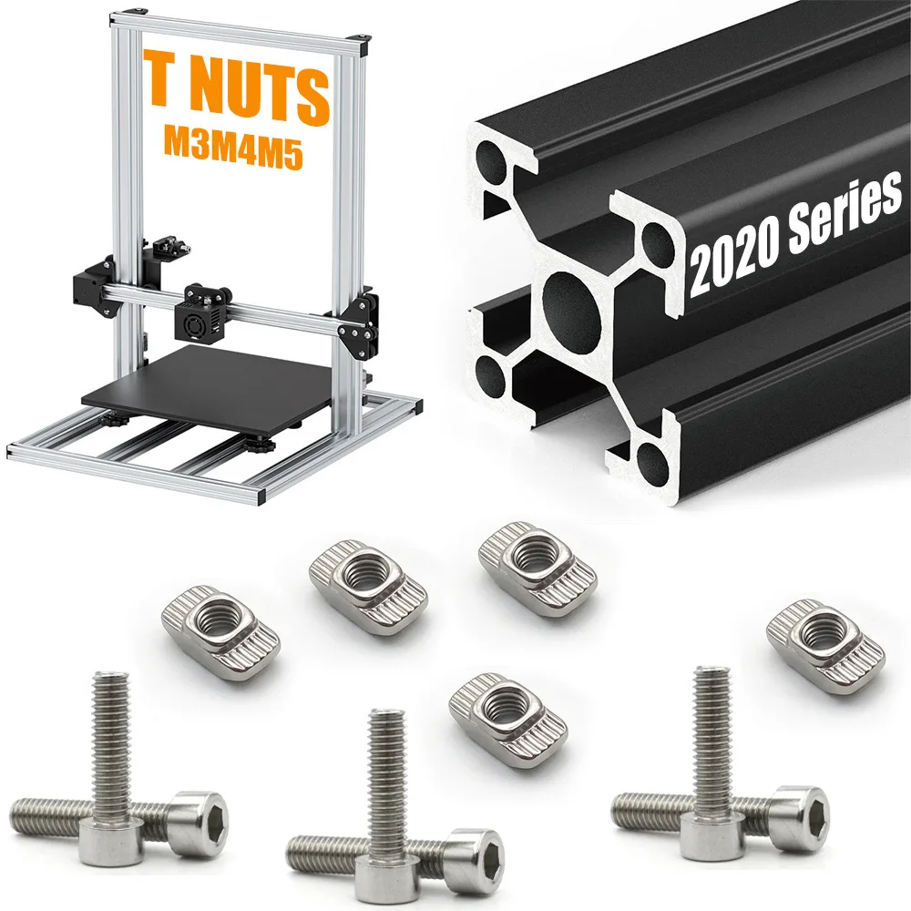 120-Piece Set of Hex Socket Bolts and T-Slot Nuts, Compatible with All 2020 Series Industrial Aluminum Profile Assembly