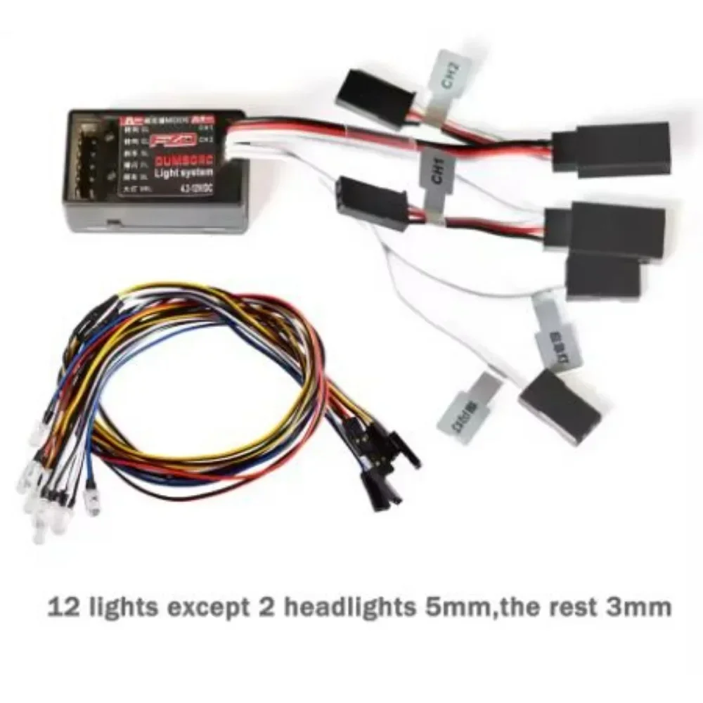 

RC Car FZD Simulation Light Controller 12 LED System Kit for 1/10 1/8 Truck Drift TAMIYA CC01 4WD Axial SCX10
