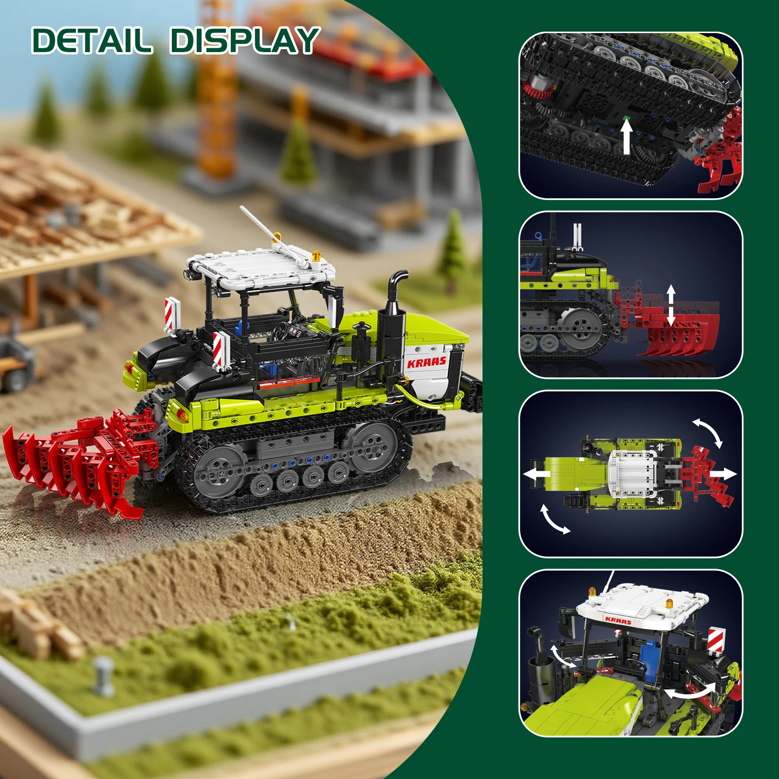 Bloques de construcción modelo de Tractores con orugas Farm Series 17093, montaje de 1357 Uds., vehículo de cultivo con control remoto, ladrillos MOC coleccionables