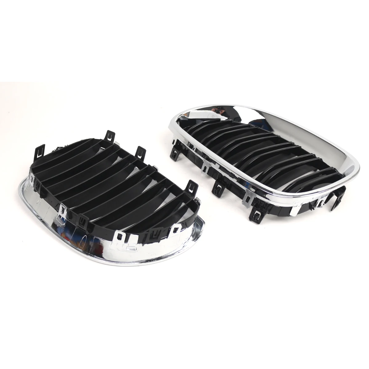 

For 2003-2010 BMW 5 Series E60 E61 525i 530i M5 Brand New Left & Right Gloss Black Dual Slats Front Kidney Grille 51712155446