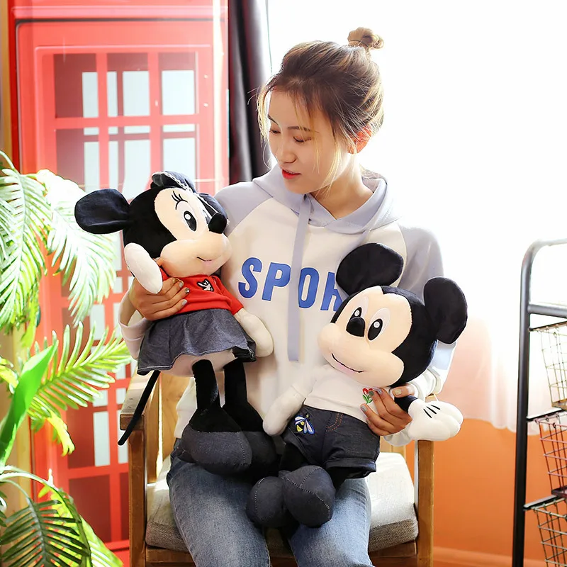 Disney 60cm Big Size Mickey Mouse Toys Mickey Minnie Doll Plush Toy Cartoon Children's Pillow Doll Girl's Birthday Gift Pillow