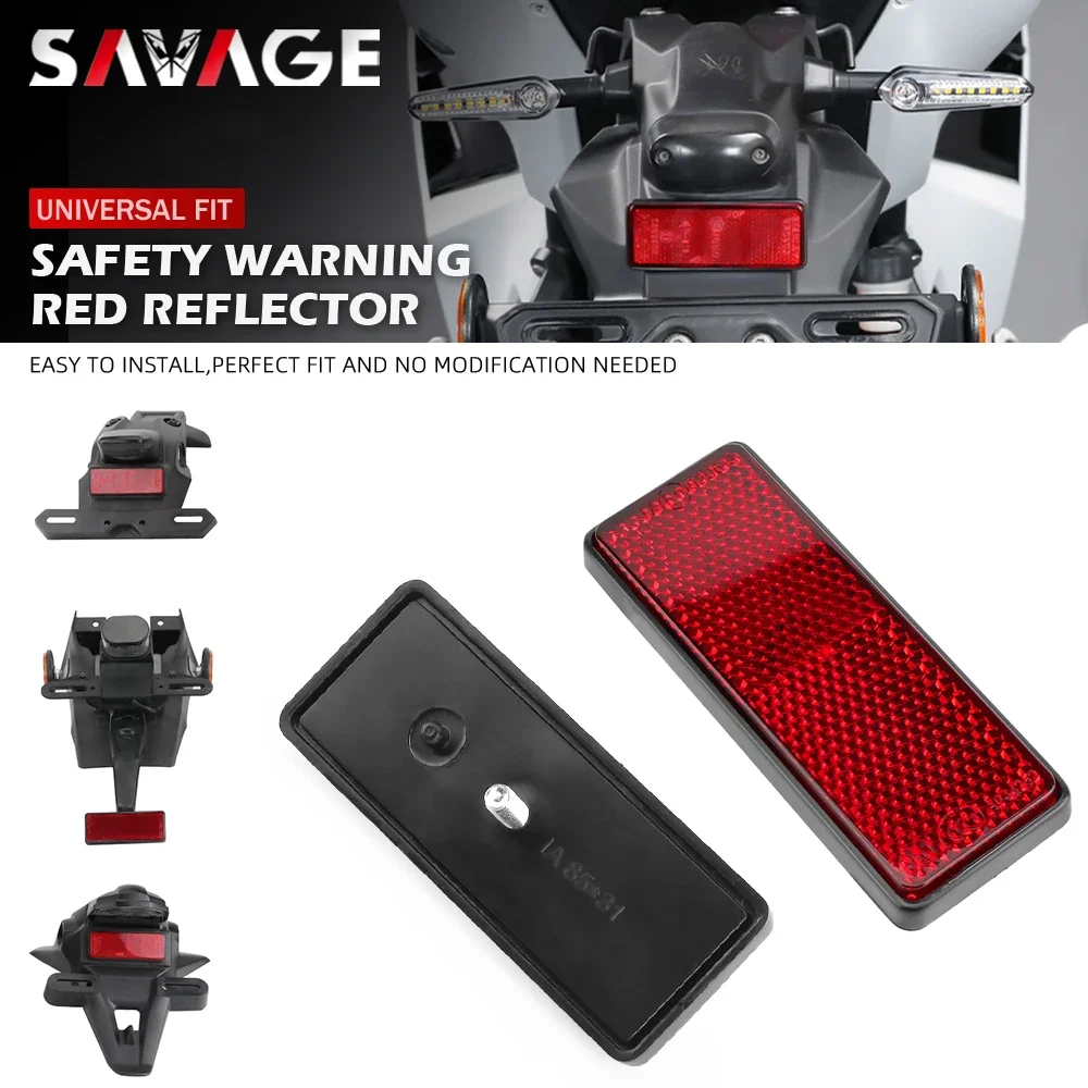 Motorcycle Universal Safety Warning Reflector Scooter Street Bike Rear Reflective Tape Plate License Plate Holder Fender Mount