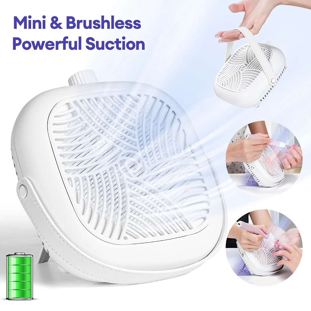 6o° Vertical Stand Use 5300PRM Turbine Brushless Powerful Portable Nail Dust Collector Super Suction Mini Nail Dust Extractor