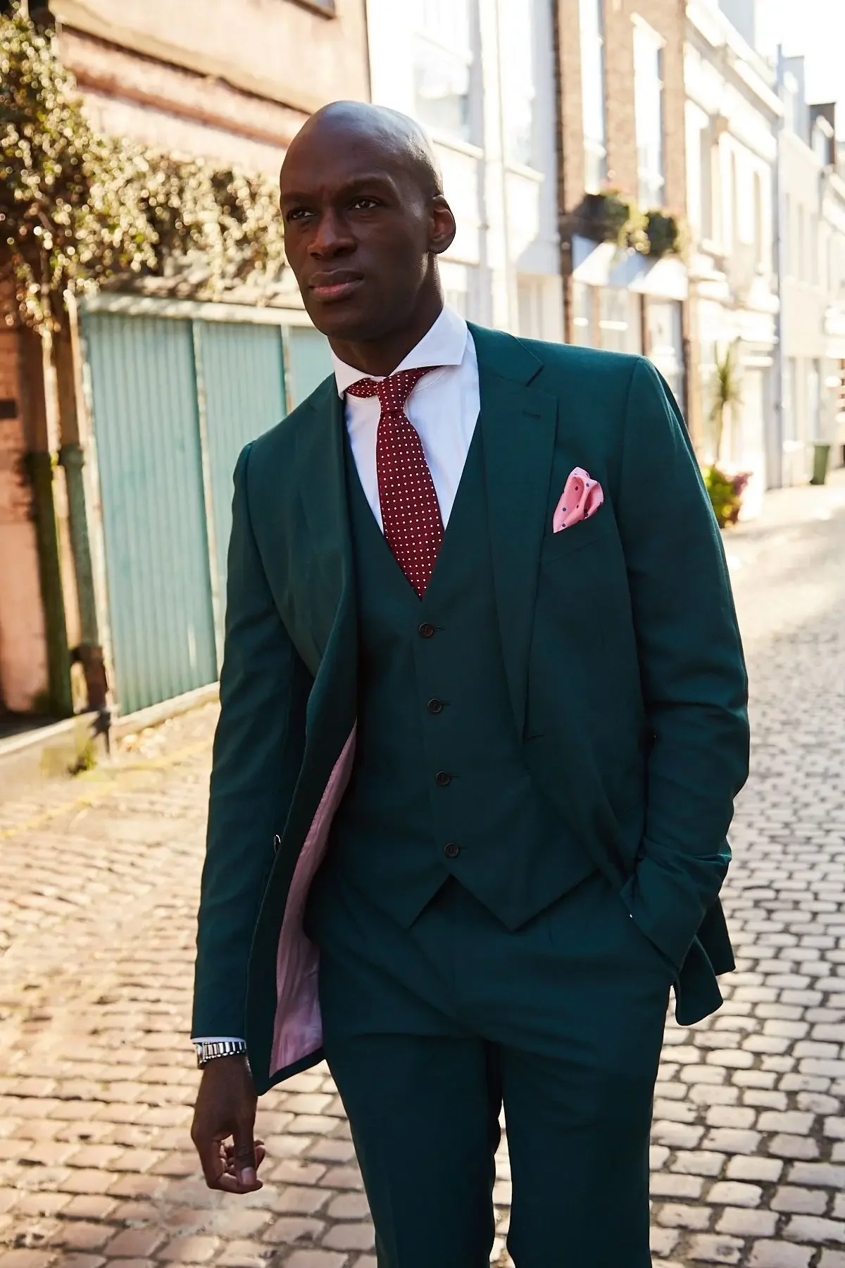 2024 Fashion Green Casual Men Suit High Street Slim Fit Blazer Hombre Groom Tuxedo High Quality Custom 3 Piece Set Costume Homme