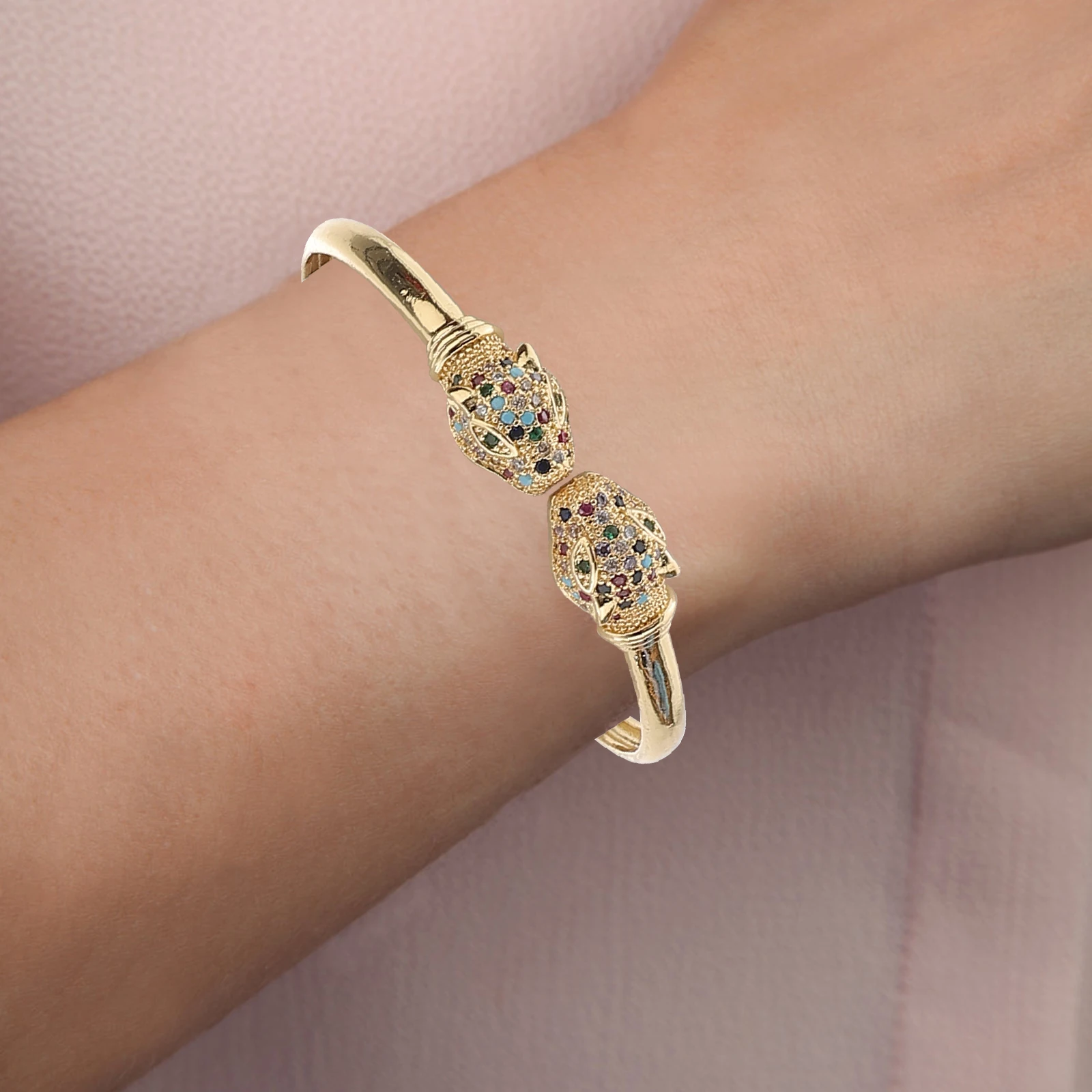 

Colored Zircon Bracelets Work Clothes Charm Clothing Party Wear for Women Costume Jewelry Copper Fashion