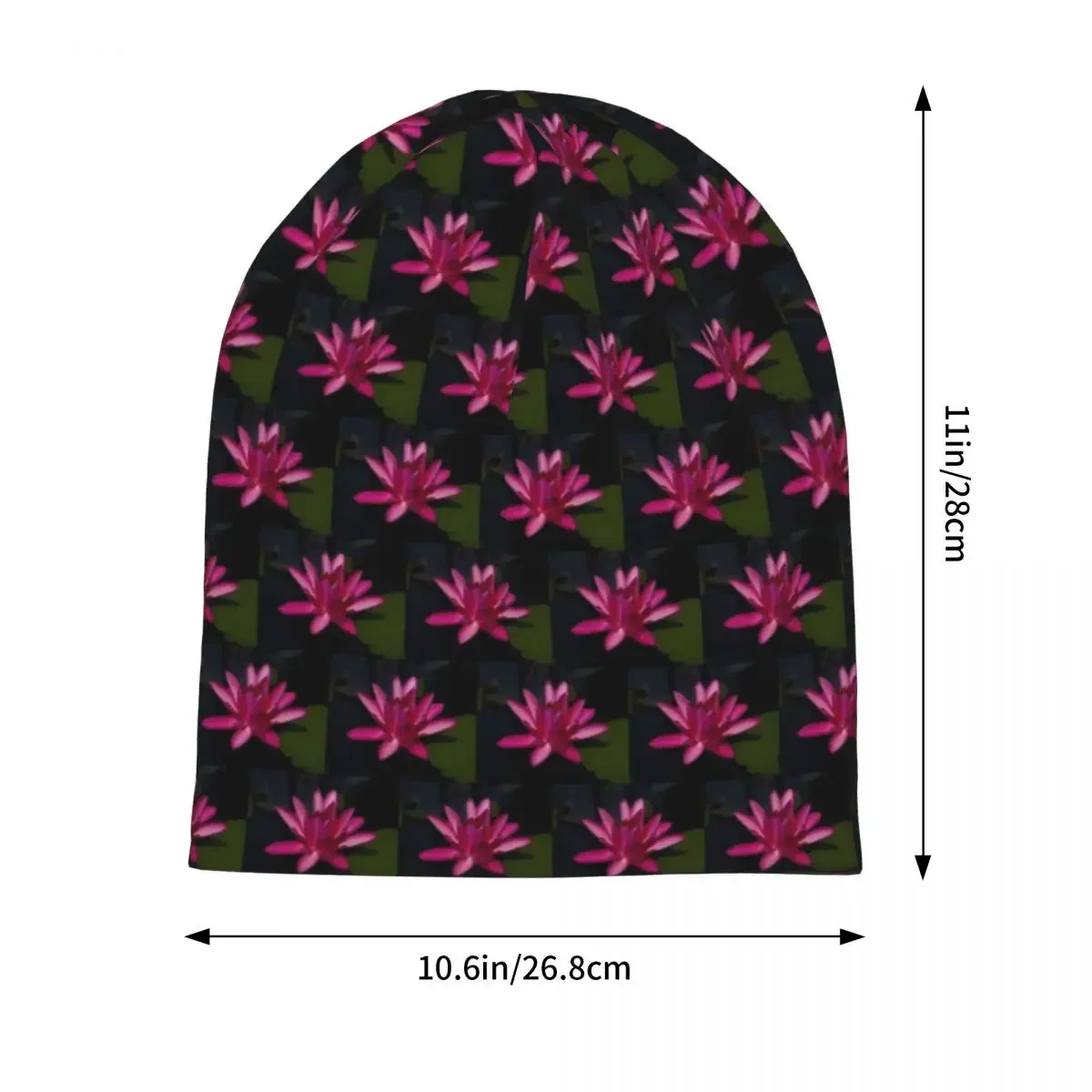 Water Lily Bonnet Hats Hot Pink Lotus Skullies Beanies Men Women Hip Hop Warm Soft Beanie Hats Autumn Outdoor Pattern Caps