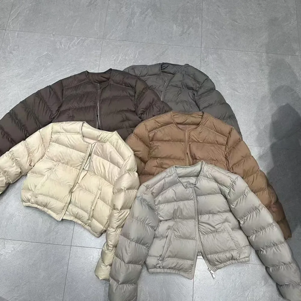 Light Cotton Clothes Women's Short Models in Autumn and Winter 2026 Fashion New Models Thin Fashion Versatile Crew Neck Fashion