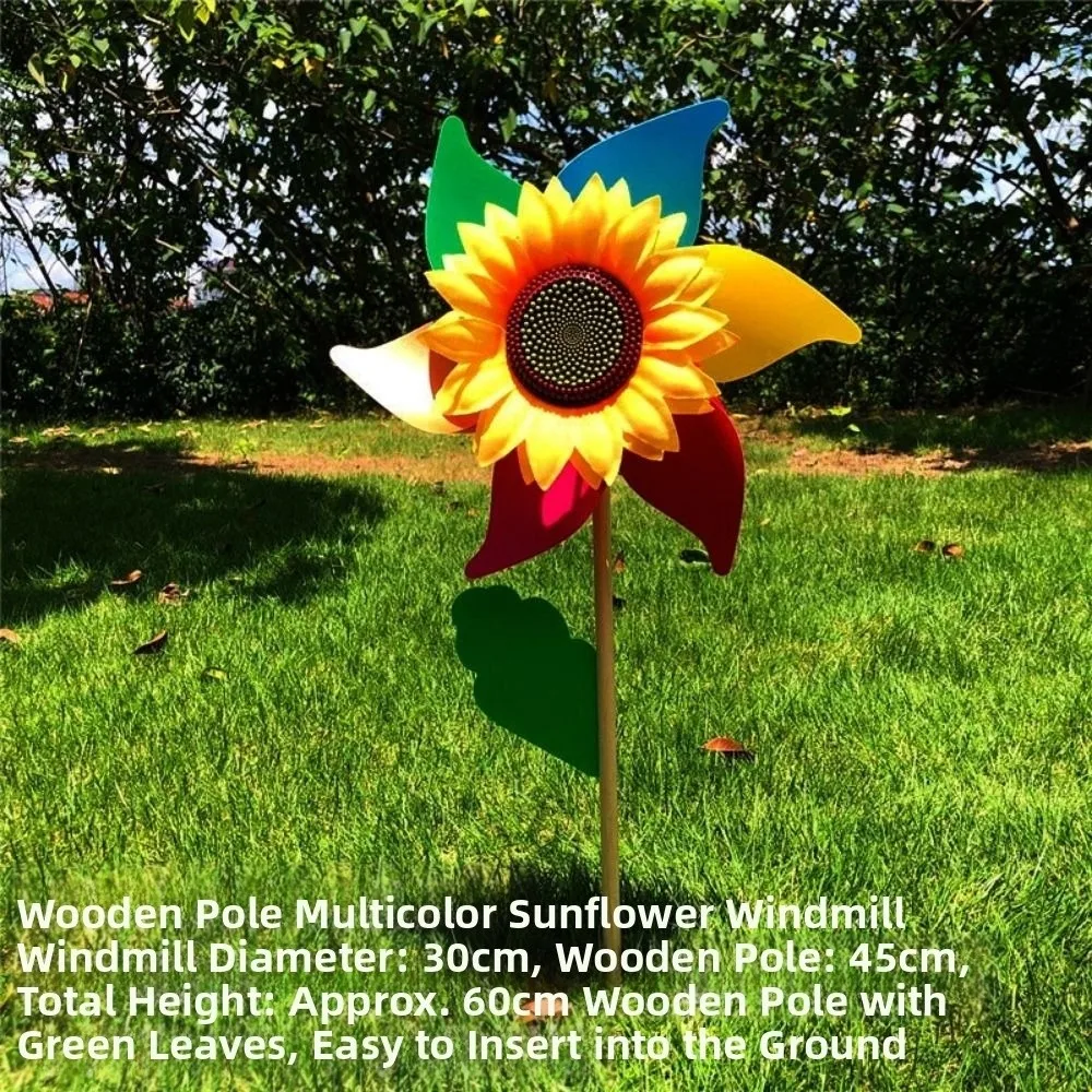 Multistyles Bunte Sonnenblumen-Windmühle, doppellagiges PVC, rotierende Sonnenblumen-Windspinnerfolie, Farbwechsel