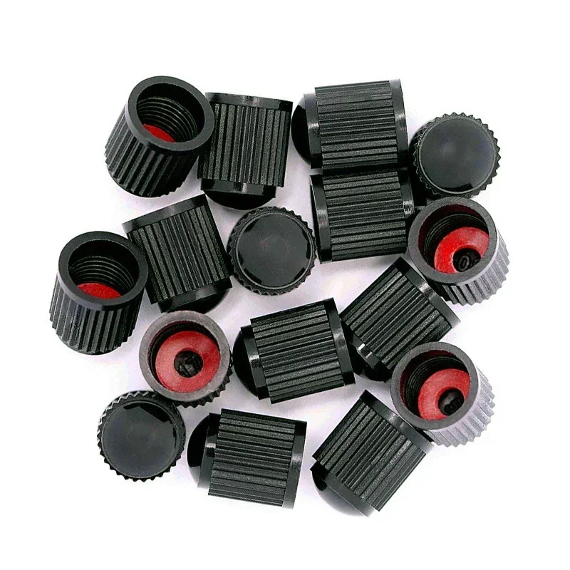 Car Tire Valve Plastic Black Bike Tyre Valve Caps O Rubber Ring Covers Dome Shape Dust Valve for Auto Motorcycle Cap Decor