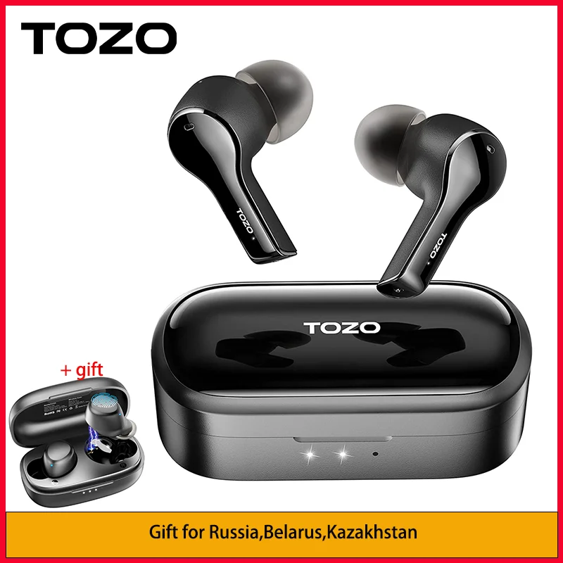 Słuchawki Bluetooth TOZO T9, bezprzewodowe słuchawki douszne z 4 mikrofonami z redukcją szumów, krystalicznie czyste połączenia IPX7 wodoodporne, szybkie ładowanie