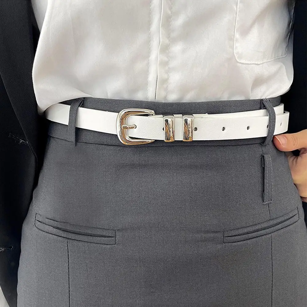 Простой тонкий ремень из искусственной кожи с пряжкой с язычком, однотонный ремень на талию для женщин