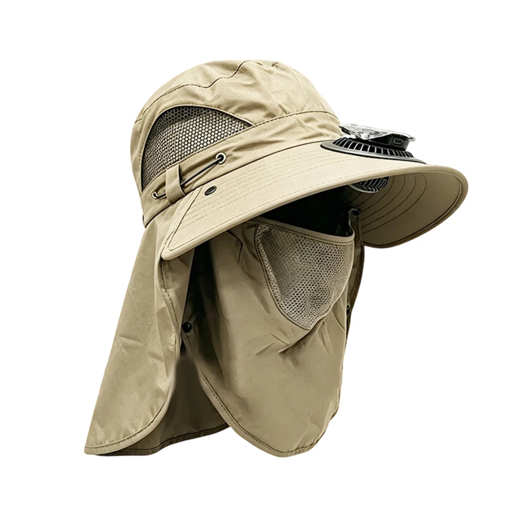 USB and Solar Dual Charging Fan Hat Made of Lightweight Polyester for Hot Weather Gardening Hiking and Fishing