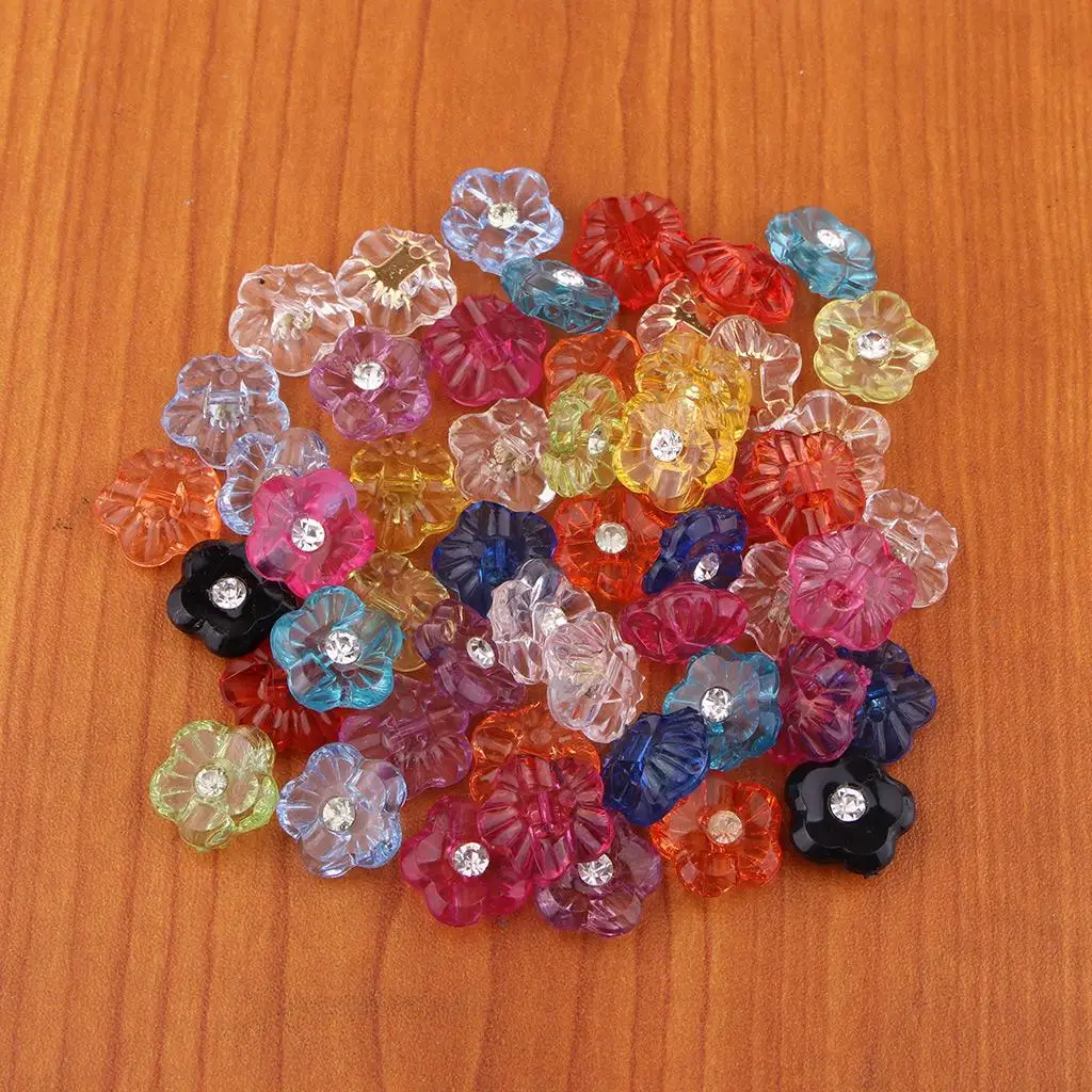 50 pezzi di fiori di strass di cristallo abbellimenti bottoni cucire su bottoni artigianato fai da te per abbigliamento, artigianato (Flatback)