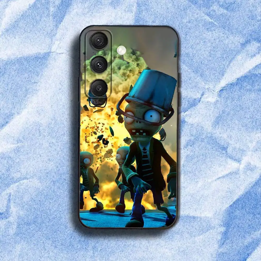 حافظة هاتف Plants Game vs Z-Zombies لهاتف Samsung S 25,24,23,22,30,21,10,9,Ultra,Plus,Lite,FE,4,5G حافظة ناعمة سوداء