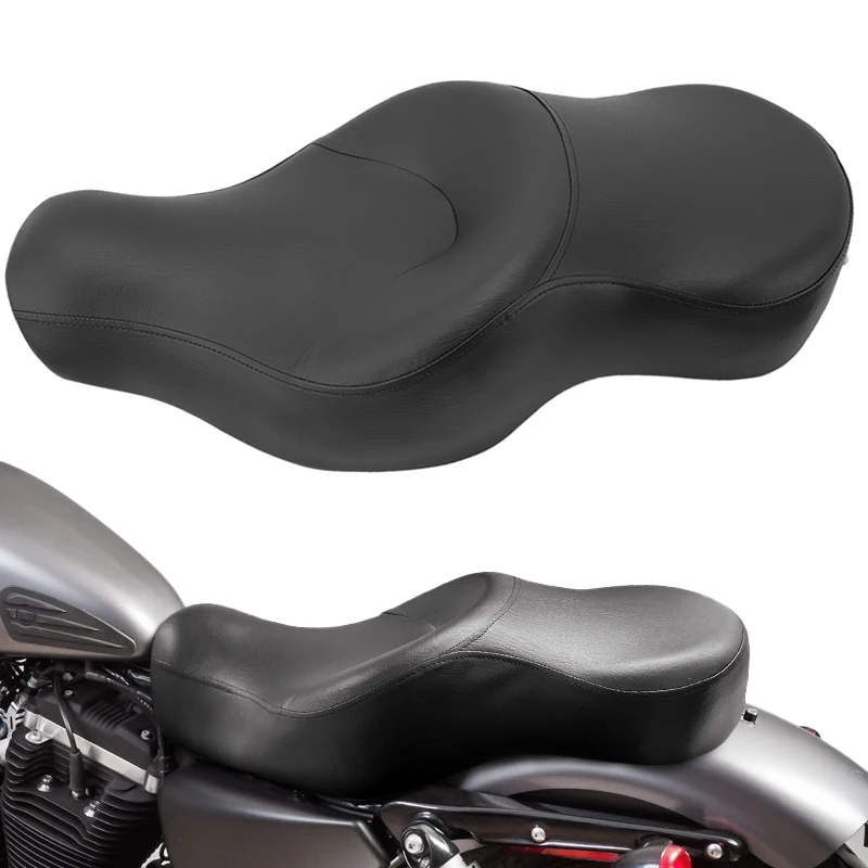 

Motorcycle Black Driver Rear Passenger Two Up Seat PU Leather For Harley Sportster XL 883 1200 2004-2016