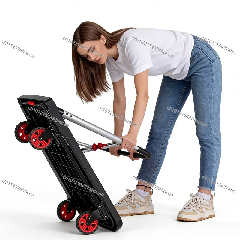 

Folding Portable Cargo Cart Transporter, Flatbed Truck Silent Trailer Pull A Truck
