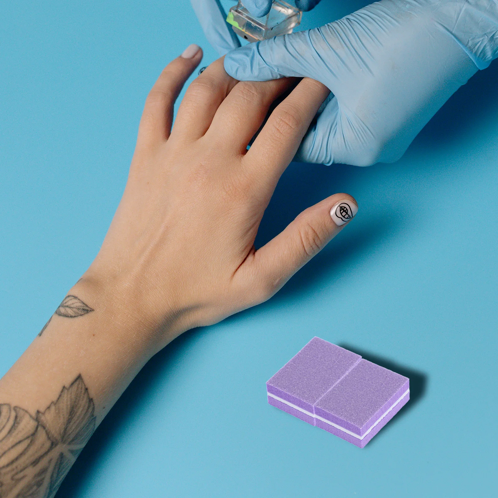 50Pcs Nail Buffer Block Fine Sand Surface Abrasion Resistant Manicure Tool for Natural Acrylic False Nails Polish and Shine