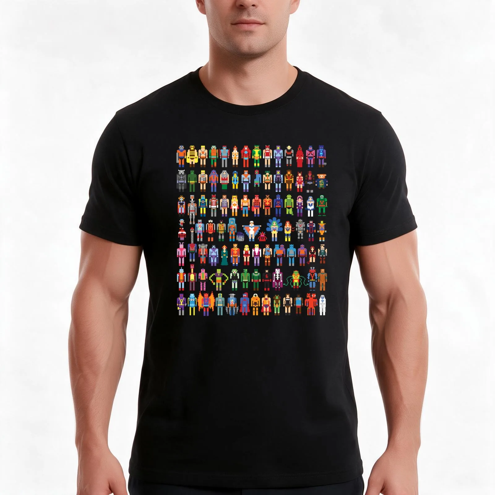 8-bit Masters expanded set T-Shirt, Summer Casual Cotton Tee, Oversized Streetwear Tops, Vintage Graphic Print, Unisex Men Women