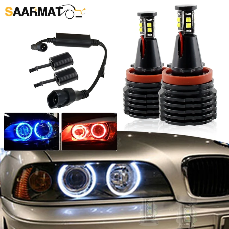 

2 шт. для BMW E60 E61 E71 E70 LCI E90 E91 X5 светодиодный габаритный фонарь Angel Eyes белый/красный/синий свет H8 12V аксессуары для автомобильных фонарей