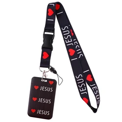 CB1331 I Love Jesus Lanyard Keychain Cell Phone Hanging Rope ID Card Pass Badge Holder Neck Strap Unisex Decorative Accessories