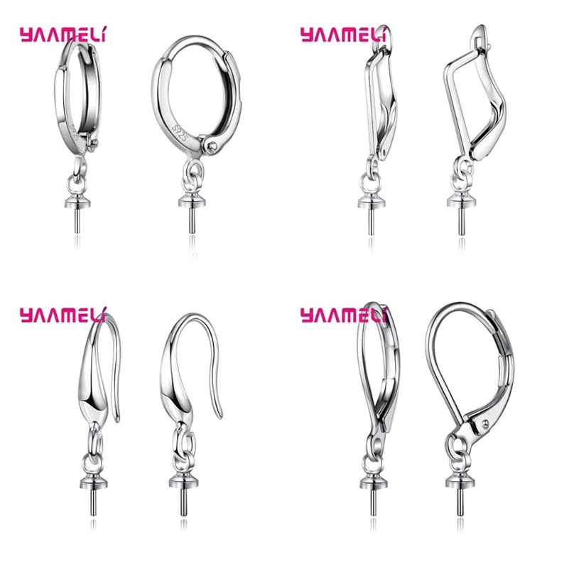 5 Pairs Wholesale S925 Sterling Silver Jewellery Handmade Earrings Making Jewelry Findings Components fit for Bead Pearl Stone