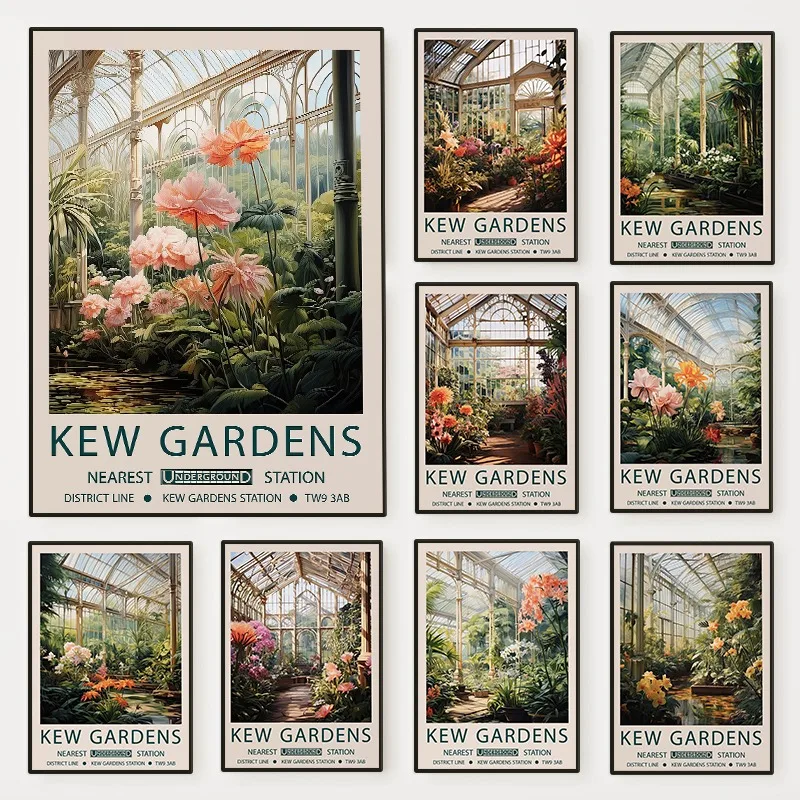 خمر لندن كيو حدائق الزهور المشارك طباعة ويليام موريس الأزهار حائط لوح رسم الفن معرض غرفة المعيشة ديكور المنزل