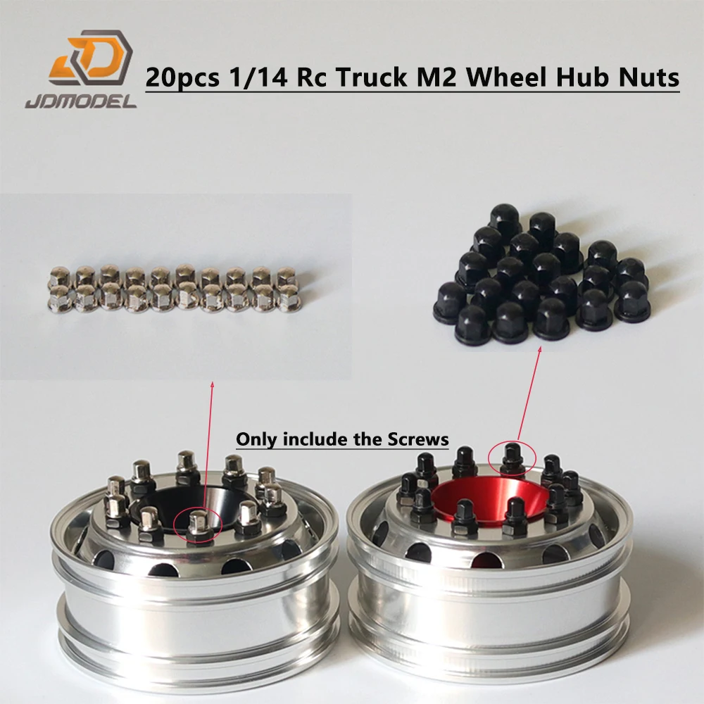 20pcs Spherical Wheel Screw Wheel Nut M2 for 1/14 Tamiya RC Truck Trailer Tipper Scania MAN Benz Actros Volvo Lesu Car Diy Parts
