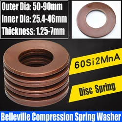 1PCS 60Si2MnA Belleville Compression Spring Washer Disc Spring Outer Dia 50-90mm Inner Dia 25.4-46mm Thickness 1.25-7mm