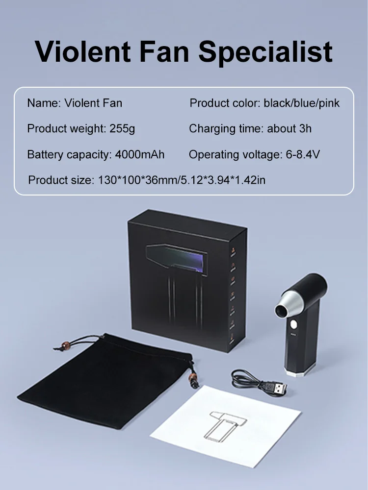 Potente ventilatore con ventola per condotto ad alta velocità Mini ventola Turbo Jet 110,000 RPM 50m/sTurbo ventola violento motore Brushless ad alte prestazioni