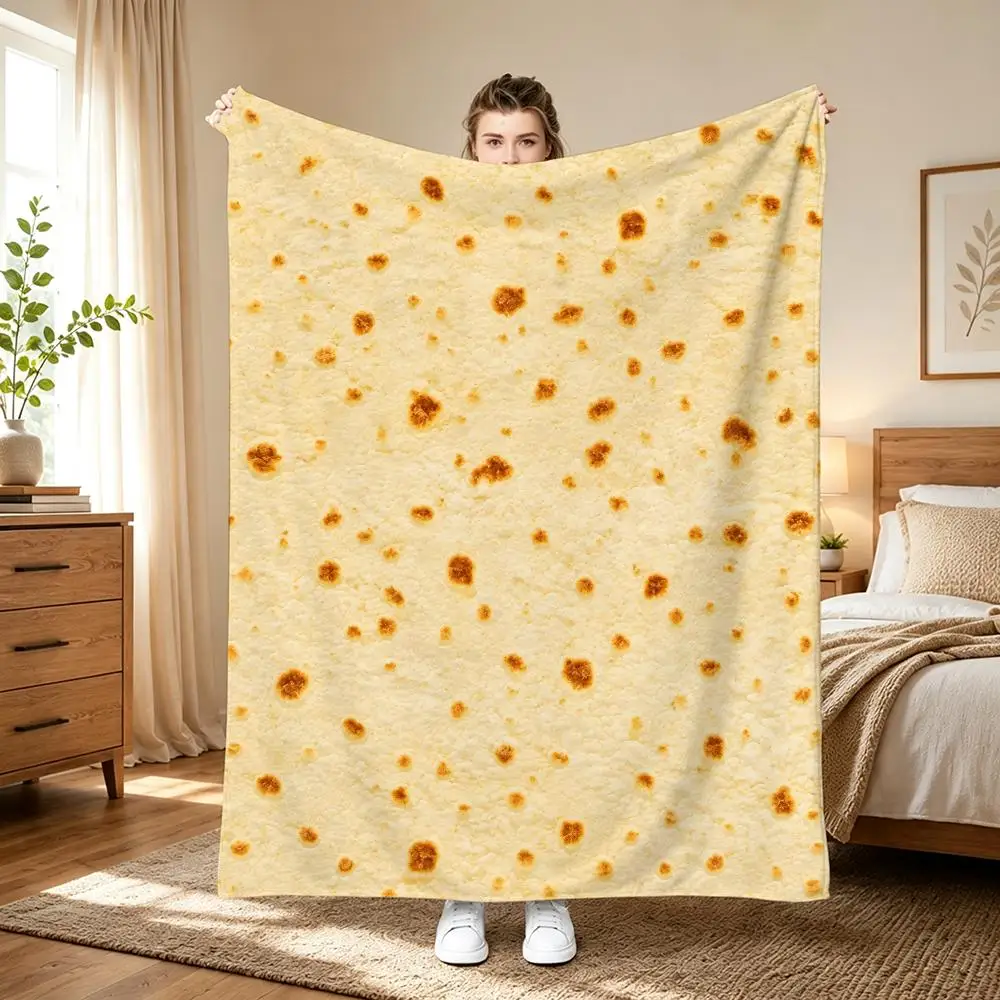1pc Soft and Warm Mexican Tortilla Print Throw Blanket for Home Bedroom Bed Sofa Children's Soft Blanket Cute