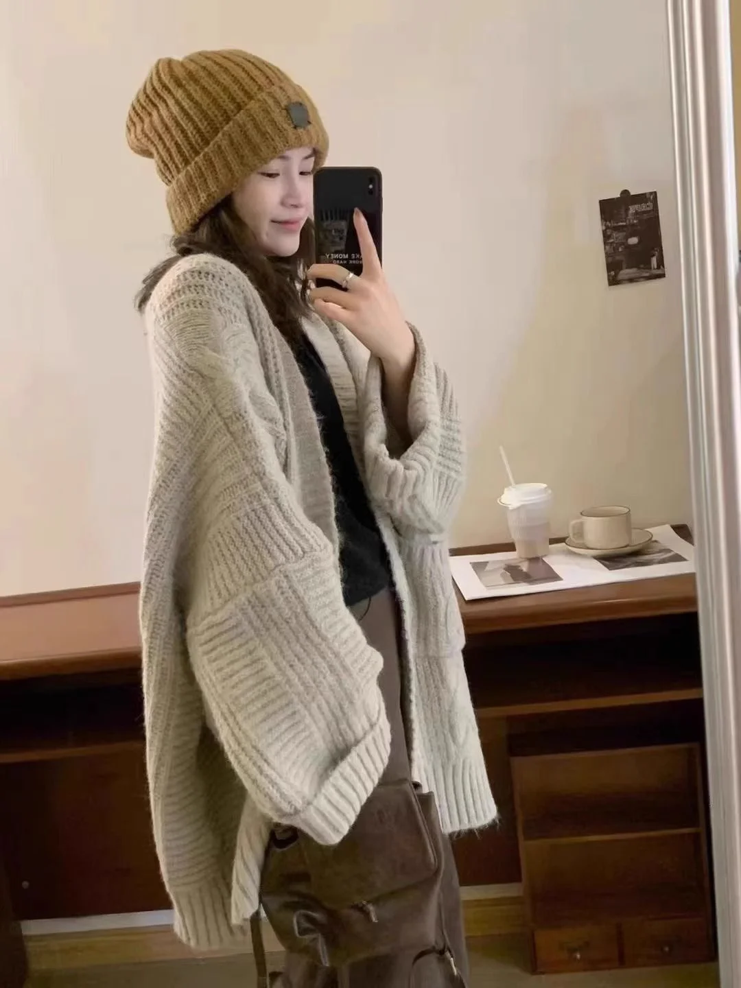 Navy Blue Harajuku Cardigan real-life usage example in summer evening urban environment showing layering necessity