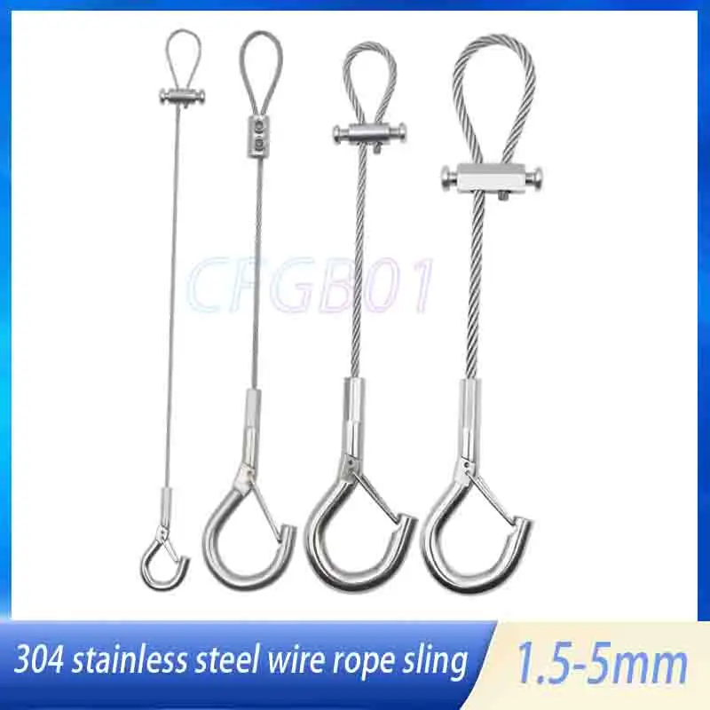 304 Stainless Steel Wire Rope Locking Clip Cable Clamp Hanging Hanger Safety Hook Fastener Rope Clip for Chandelier Signage