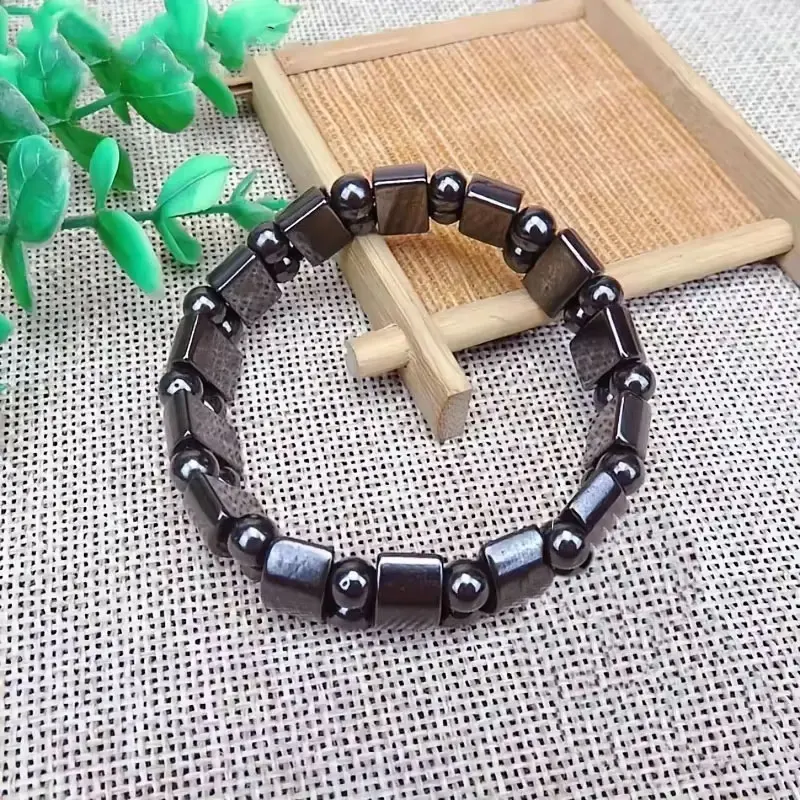 Classical Hematite Energy Beaded Elastic Magnetic Therapy Health Care Loss Weight Bracelets Slimming Health Care For Men Women