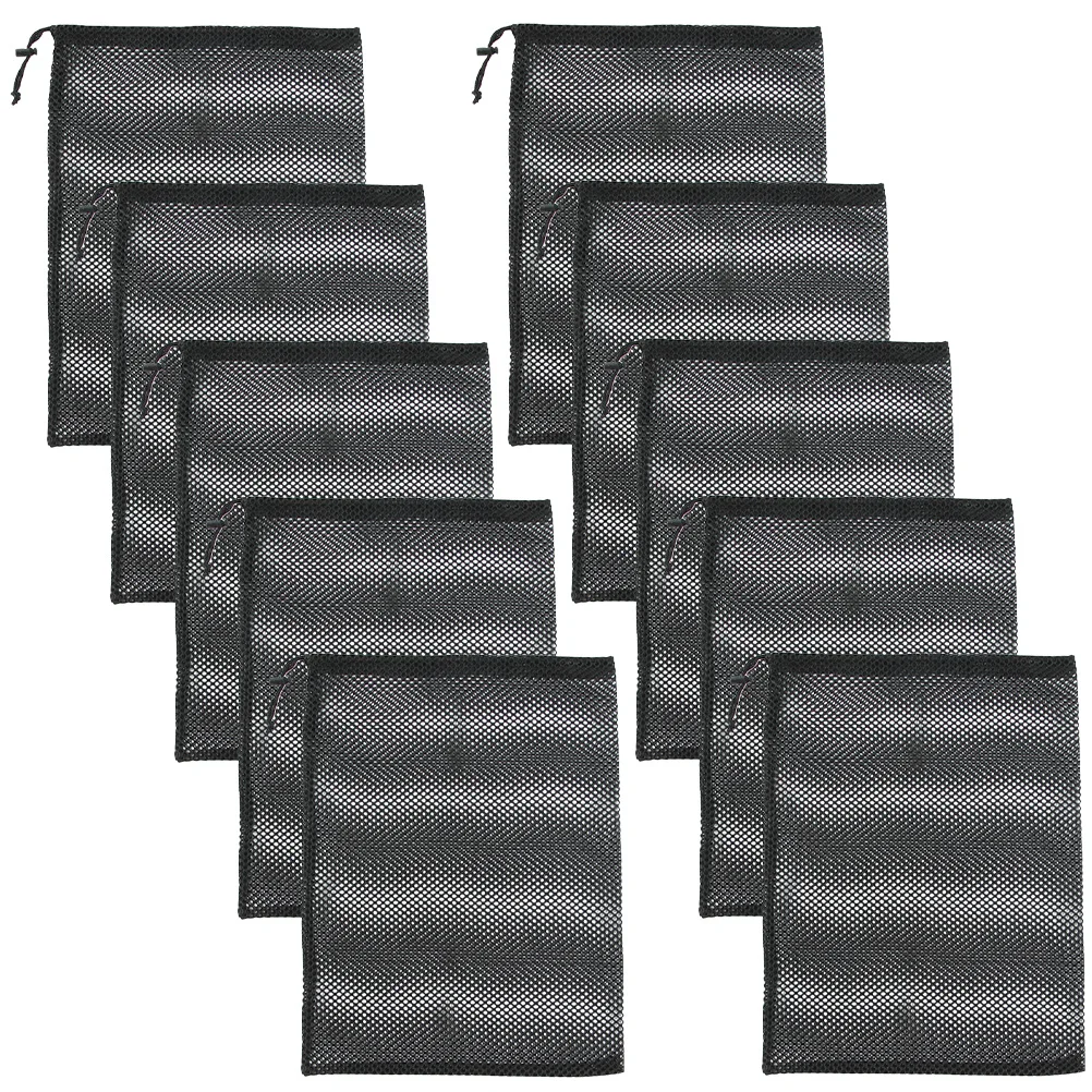 

10pcs Mesh Laundry Storage For Sports Travel Gym Sports Equipment Bags Drawstring Mesh Bag Swimming Gear Net Bag