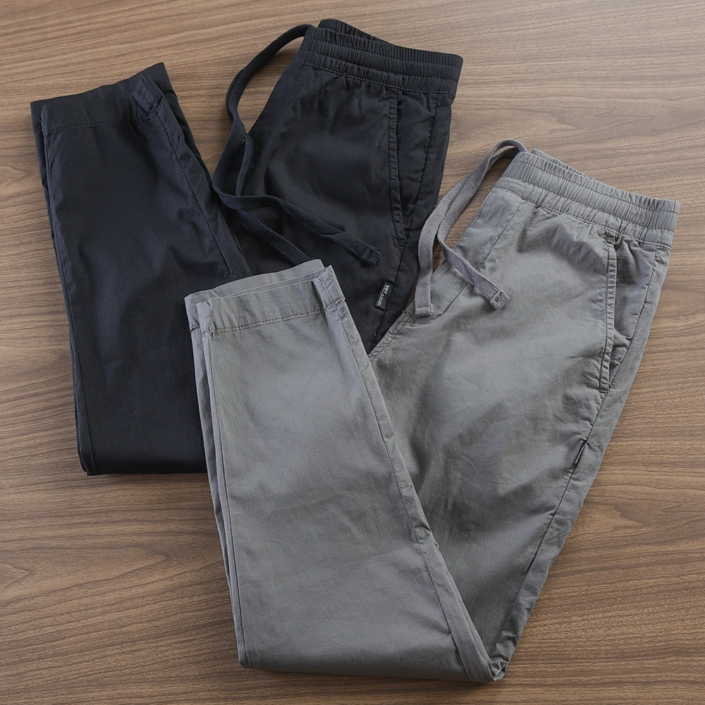 

Spring Summer Men's Casual Pants Elastic Waist Straight Leg Driving Comfortable Cotton Faion Urban Sle Breathable Lightwe...