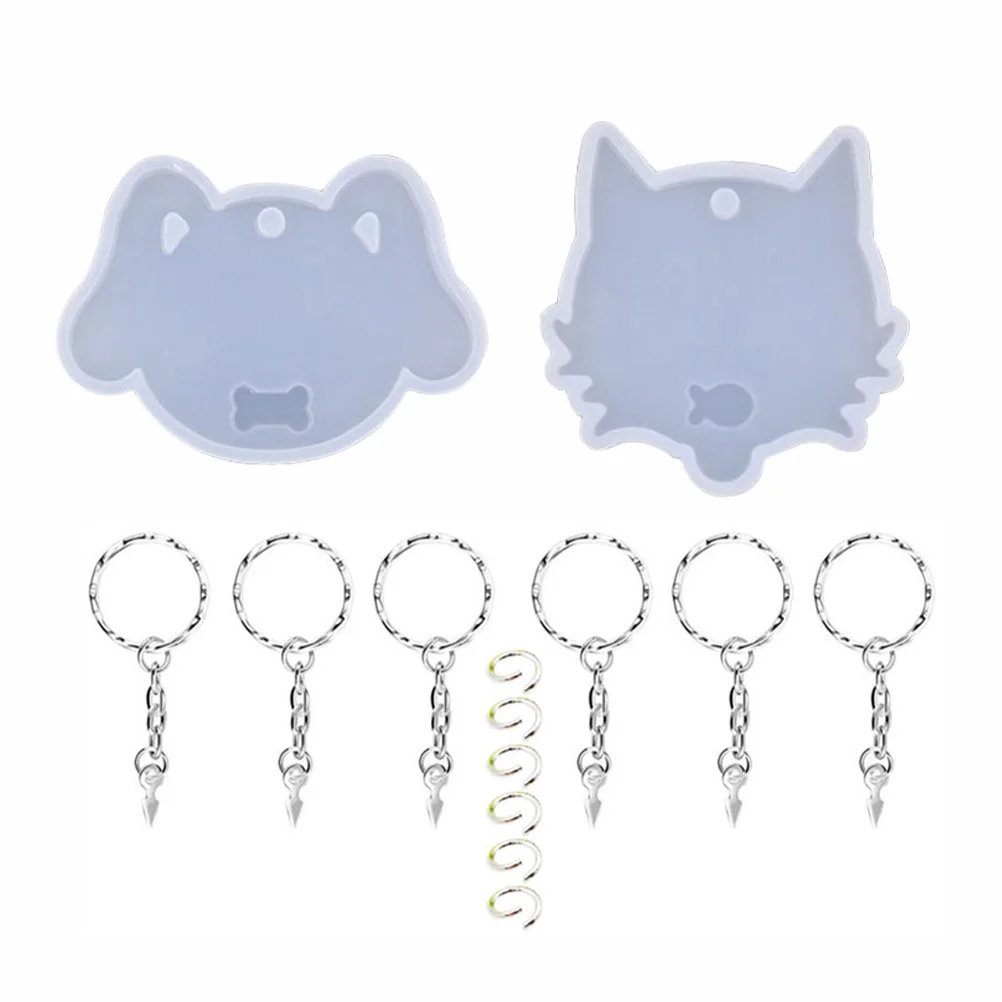 

14 Pcs Crystal Drop Keychain Cat Silicone Mold Lightweight DIY Epoxy Casting Dog Tag Pendant Jewelry Accessories Parts