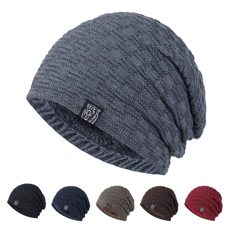 Anti-cold Knitted Cap Stacked Cap Fashion Simple Warm Windproof Thickened Riding Skiing Extended Strong Padded Multicolor