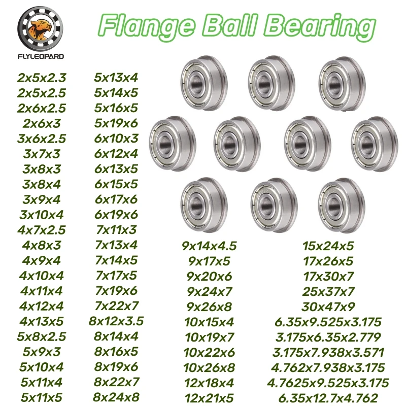 10pcs MF63ZZ 3x6x2.5mm Flange Bearings MF74 MF84 MF126 MF128 F608 F623 F683 F685 F688 F693 F695 F63800 ZZ Small Bearings
