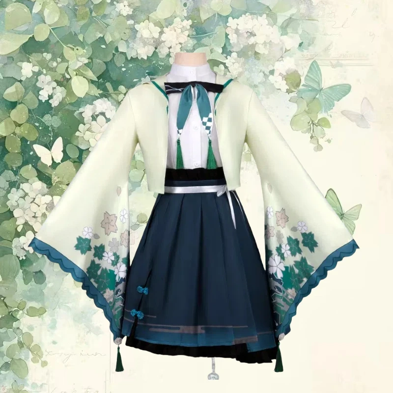 

Game Kusanagi Nene Cosplay Costume White Undergarment Green Coat Skirt Uniform JK Full Set Role Play Outfit for Women Girls