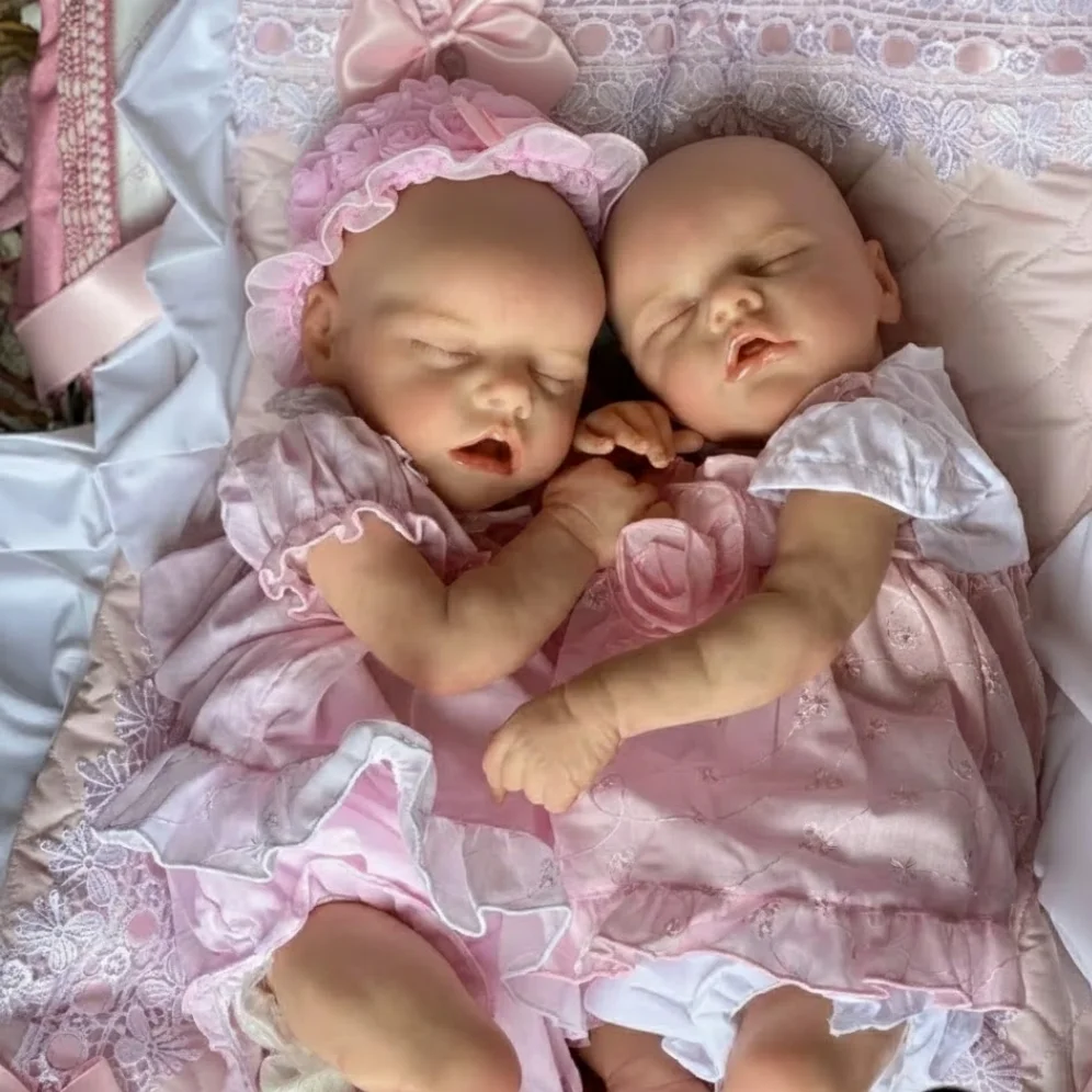 1 Stück/2 Stile, offener Mund und waschbar, 42–45 cm, Twins Bebe Reborn de Silicona Mädchenpuppe mit bemalter Haut, weiche Neugeborene Mädchenpuppe
