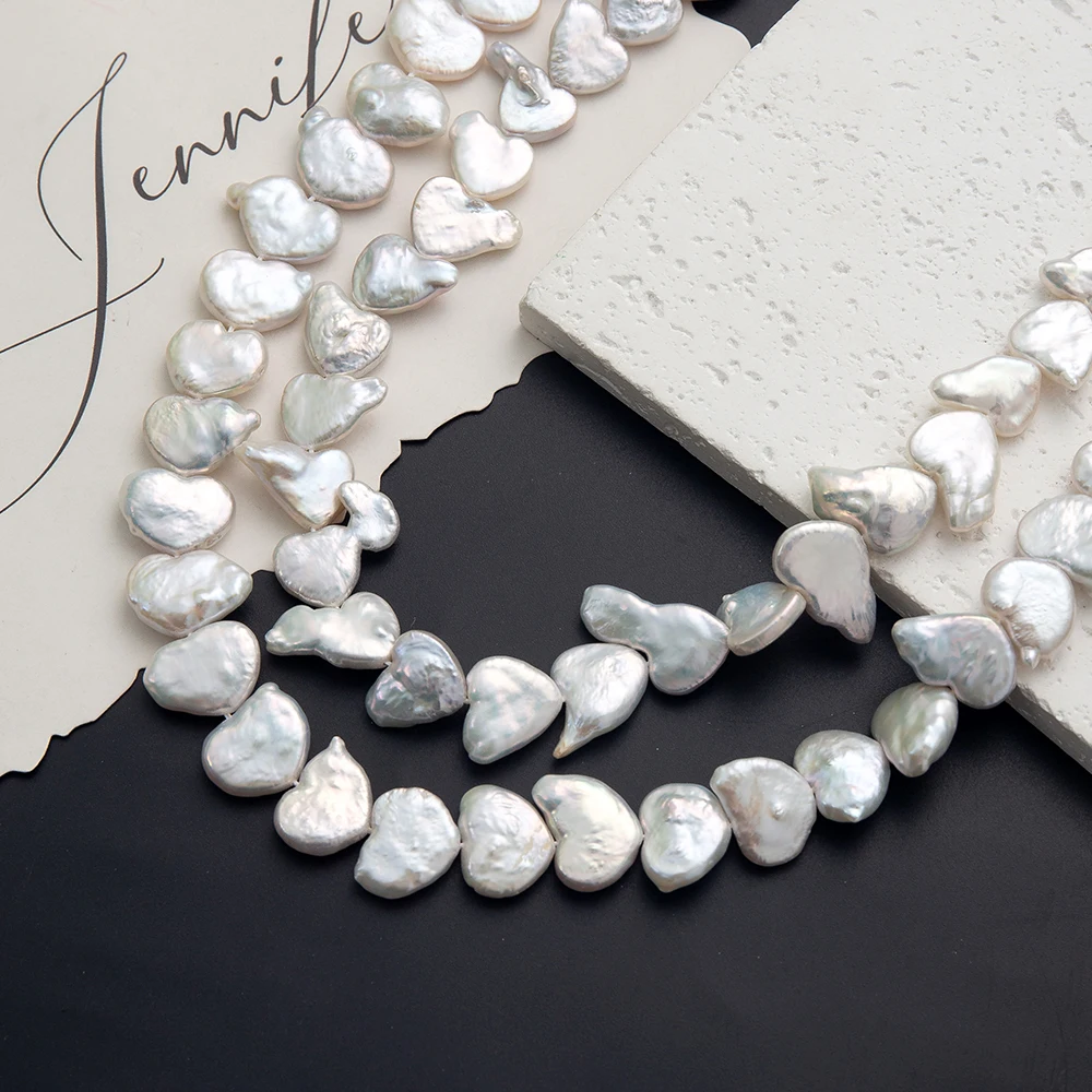 

13-17mm Hot New Arrivals Heart Shape Baroque White Natural Freshwater Pearl Loose beads Charms DIY Necklace Bracelet Earrings