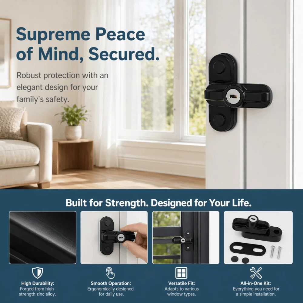Secure Locking Window Sash Lock Proof Zinc alloy Window Lock Anti Theft Window Lock Office