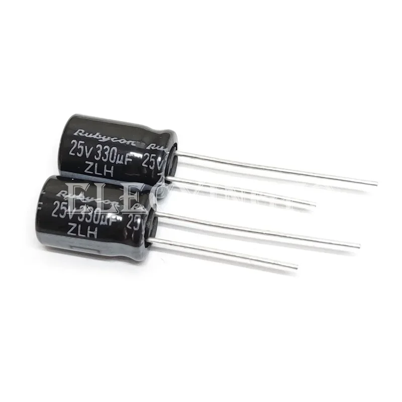 RUBYCON 25V330UF ZLH 8X11.5mm kapasitor elektrolitik aluminium Capacitor 330uf 25V ESR rendah