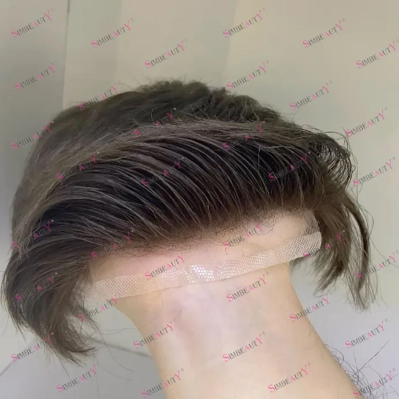 

Dark Brown Blonde Grey 1B40 100% Human Hair Top Quality Q6 Swiss Lace&PU Lace Front Male Wigs Replacement Capillary Prosthesis