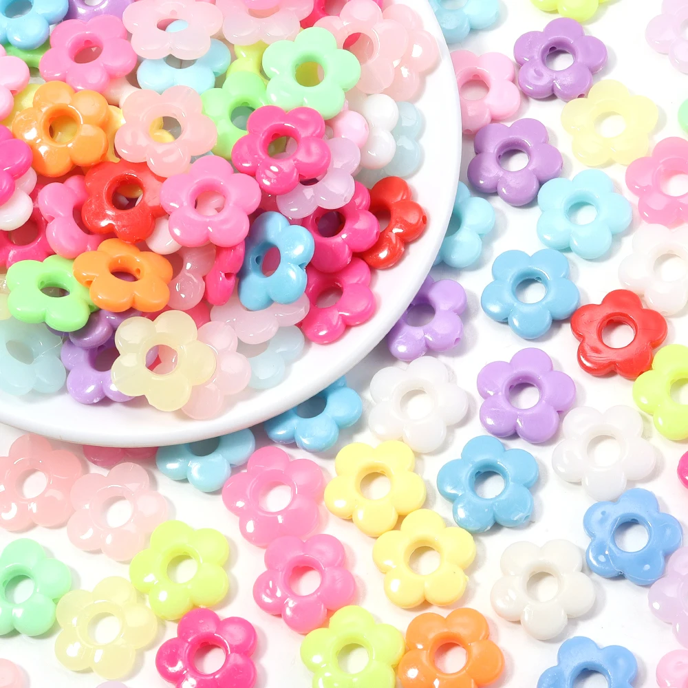 50 Stück/Lot 19mm Geleefarbene Pflaumenblüten-Plastikperlen für Schmuckherstellung, Großloch-Abstandsperlen, Blumenperlen für DIY-Armbänder – Detail 6
